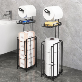 Two stood -standing sanitary paper bracket brackets, toilet paper rolls with shelves, and reserve for bathroom storage, mobile phones, giant rolls, bl