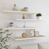 Floating Wall Shelves 4 pcs Oak and White 35.4"x9.3"x1.5" MDF