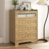 Wood 4 Drawer Dresser for Bedroom, Large Double Dresser with Wide Drawers, Modern Chest of Drawers,Storage Organizer Dresser,Nursery Dresser,for Livin