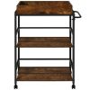 3-Tier Kitchen Serving Bar Cart with Lockable Casters and Handle Rack for Home Pub