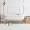 Storage bench Upholstered Boucle Ottoman with Golden Metal Legs End of Bed bench for Bedroom, Living Room, Entryway,Bed Side(Ivory)