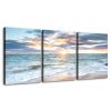 3 panels Framed Canvas Wall Art Decor,3 Pieces Sea Wave Painting Decoration Painting for Chrismas Gift, Office,Dining room,Living room, Bathroom, Bedr