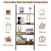 Multipurpose 4-Tier Industrial Leaning Wall Bookcase with Metal Frame