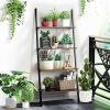 Multipurpose 4-Tier Industrial Leaning Wall Bookcase with Metal Frame