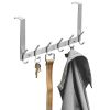 The Door Hooks, Stainless Steel Heavy Duty Over Door Hanger Holder for Coat Robe Hat Clothe Towels Hanging, Bathroom Organizer Towel Rack 6 Hooks, Bru