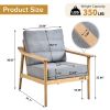 Home Accent Chair Mid-Century Modern Chair Upholstered Lounge Arm Chair with Solid Wood Frame & Soft Cushion for Living Room, Bedroom, Belcony, Gray