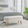 Storage bench Upholstered Boucle Ottoman with Golden Metal Legs End of Bed bench for Bedroom, Living Room, Entryway,Bed Side(Ivory)