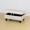 Rectangular Upholstered Ottoman With Storage And Liquid Rod,Tufted Semi Pu Synthetic Leather Ottoman Foot Rest For Living Room,Bedroom,Dorm Latte