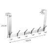 The Door Hooks, Stainless Steel Heavy Duty Over Door Hanger Holder for Coat Robe Hat Clothe Towels Hanging, Bathroom Organizer Towel Rack 6 Hooks, Bru