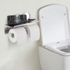 Toilet Paper Holder with Shelf Bathroom Double Roll Tissue Holder with Phone Shelf Wall Mounted Stainless Steel Brushed Nickel Finish