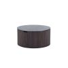 Handmade Round Coffee Table side Table End Table, Fraxinus mandshurica +MDF, Smoky Color, 27.55inch *13.77inch