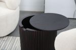 Handmade Round Coffee Table side Table End Table, Fraxinus mandshurica +MDF, Smoky Color, 27.55inch *13.77inch