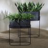 METAL, S/2 20/24" OVAL PLANTERS, BLACK