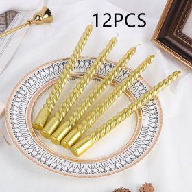 Plated Thread Long Brush Holder Candle (Option: Gold-12PCS)