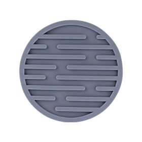 Striped Round Silicone Coaster Set (Option: Gray-6 Pad Bags)