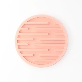 Striped Round Silicone Coaster Set (Option: Nordic Pink-6 Pad Bags)