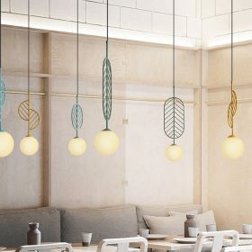 Simple Bar Restaurant Study Cafe Macaron Leaf Chandelier (Option: Half moon yellow-Belt bulb)