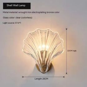 Simple Shell Glass Master Bedroom Italian Room Bedside Living Room Aisle Stair Background Wall Lamp (Option: Three Color Light Source 12w-Clear Light Shell)