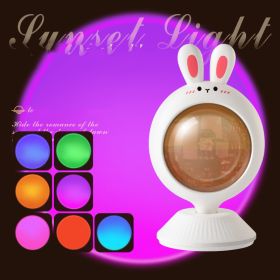 Rainbow Background Projection Small Night Light (Option: Rabbit colorful battery-USB)