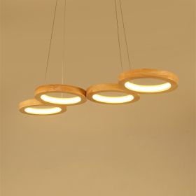 Simplicity Solid Wood Dining Pendant Circle (Option: Warm light-4heads)