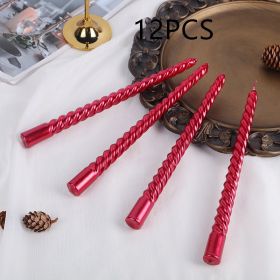 Plated Thread Long Brush Holder Candle (Option: Red-12PCS)