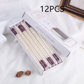 Plated Thread Long Brush Holder Candle (Option: White-12PCS)