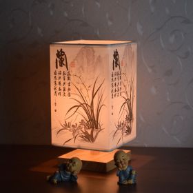 New Chinese Retro Style Bedside Night Light Warm (Option: Orchid three color-Power switch button-220V US)