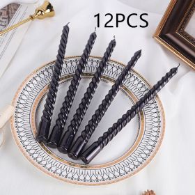 Plated Thread Long Brush Holder Candle (Option: Black-12PCS)