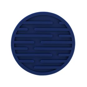 Striped Round Silicone Coaster Set (Option: Dark Blue-6 Pad Bags)