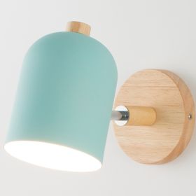 Wood Art Bedside Wall Lamp Modern Simple Living Room Bedroom Study (Option: Blue-Warm light)