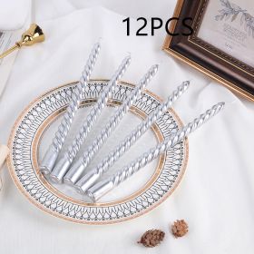 Plated Thread Long Brush Holder Candle (Option: Silver-12PCS)