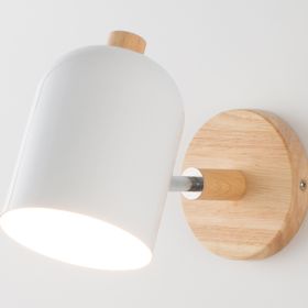 Wood Art Bedside Wall Lamp Modern Simple Living Room Bedroom Study (Option: White-White light)