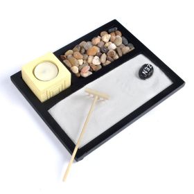 Multi-grid Zen Candlestick Sand Table Decoration Resin (Option: Black Style-21.5X17.5X1.2CM)