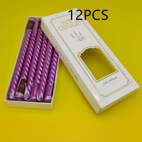 Plated Thread Long Brush Holder Candle (Option: Purple-12PCS)