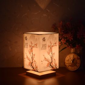 New Chinese Retro Style Bedside Night Light Warm (Option: Plum three color-Power switch button-220V US)