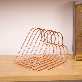 1 Set Of Creative Metal Retractable Book Stand Shelf, Desktop Storage Book File, Heart-shaped Iron Bookshelf (Color: Rose Golden)