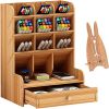 1pc Wooden Desk Organizer, Multi-Functional DIY Pen Holder, Pen Organizer For Desk, Desktop Stationary, Easy Assembly, Home Office Art Supplies Organi