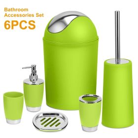 Bathroom Accessories Set 6 Pcs Bathroom Set Ensemble Complete Soap Dispenser Toothbrush Holder (Color: green)