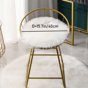 1pc Round Faux Fur Sheepskin Rugs; Fluffy Living Room Carpet; Bedroom Floor Mat; Fluffy Round Rug For Seat Cover; Photographing Background Of Jeweller (Color: White, size: 15.7*15.7"/40*40cm)