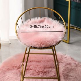 1pc Round Faux Fur Sheepskin Rugs; Fluffy Living Room Carpet; Bedroom Floor Mat; Fluffy Round Rug For Seat Cover; Photographing Background Of Jeweller (Color: Pink, size: 15.7*15.7"/40*40cm)