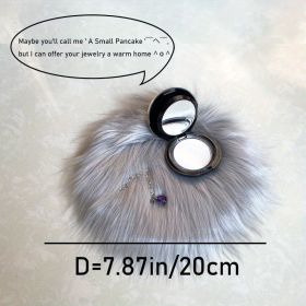 1pc Round Faux Fur Sheepskin Rugs; Fluffy Living Room Carpet; Bedroom Floor Mat; Fluffy Round Rug For Seat Cover; Photographing Background Of Jeweller (Color: Gray, size: 7.9*7.9"/20*20cm)