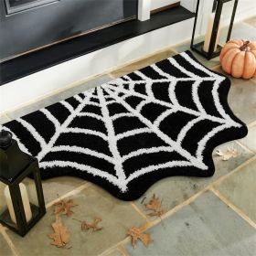 Spider Web Indoor Halloween Rug Plush Gothic Bathroom Mat, Non-Slip (size: 60x90cm)