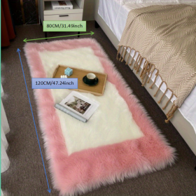 1pc, Soft and Fluffy Sheepskin Rug for Bedroom and Living Room - Non-Slip and Machine Washable Carpet for Dormitory and Room Decor (Color: Pink + White, size: 31.5*47.24inch)