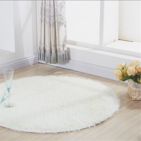 1pc, Non-Slip Silk Fur Plush Indoor Carpet Area Rug for Living Room and Kitchen - Soft and Durable Home Decor and Room Decor (Color: Pure White, size: Diameter 23.62inch)