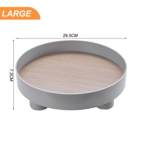 Modern Decorative Trays Home Decor Round Storage Tray Organizer Nordic Art Tray Jewelry Tray Candlestick Stand Table Living Room (Color: Large grey, Ships From: China)