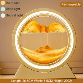 3D Hourglass LED Lamp 360¬∞ Moving Sand Art Table Lamp Sandscapes Quicksand Night Light Living Room Accessories Home Decor Gifts (Color: Gold-Orang 29CM, Ships From: China)