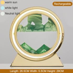 3D Hourglass LED Lamp 360¬∞ Moving Sand Art Table Lamp Sandscapes Quicksand Night Light Living Room Accessories Home Decor Gifts (Color: Gold-Green 29CM, Ships From: China)