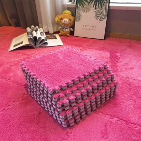 Living Room Carpet Tiles Interlocking Level Loop Square Carpet Tiles Area Rugs Play Mat (Color: Dark Pink, size: 45pcs)