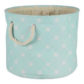 Multipurpose Pet Storage Bin Round Medium with Printing (Color: Light Aqua, size: 12x15x15 inch)