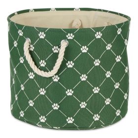 Multipurpose Pet Storage Bin Round Medium with Printing (Color: green, size: 12x15x15 inch)